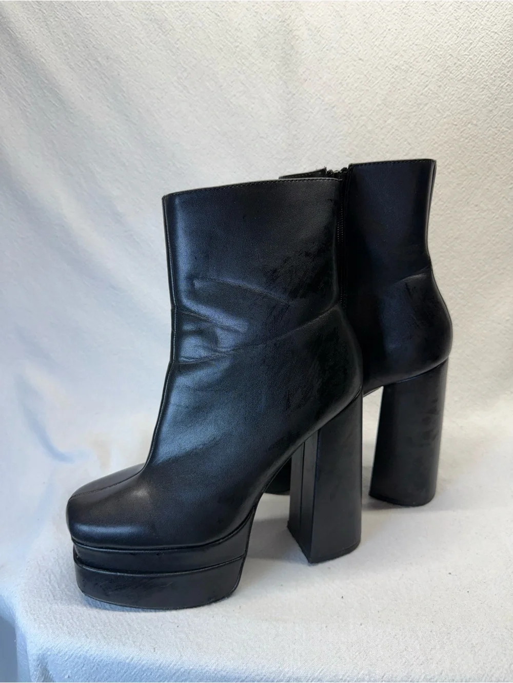 Goblincore Black Double Platform Ankle Boots with Sky High Block Heel Savage Era